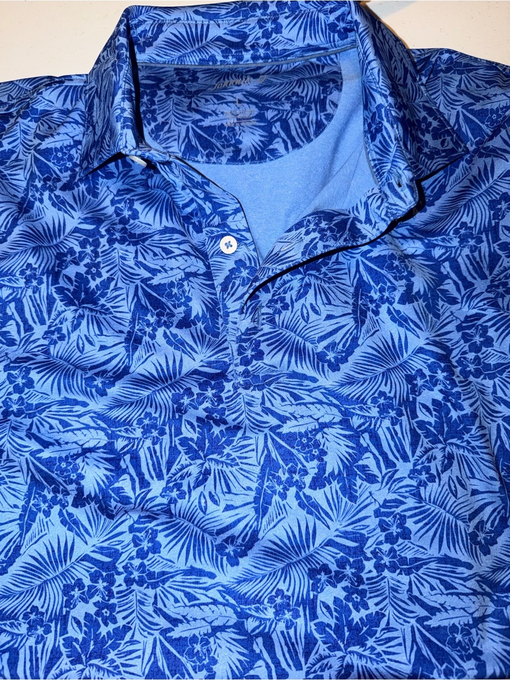 johnnie-O Blue Tropical Print Polo